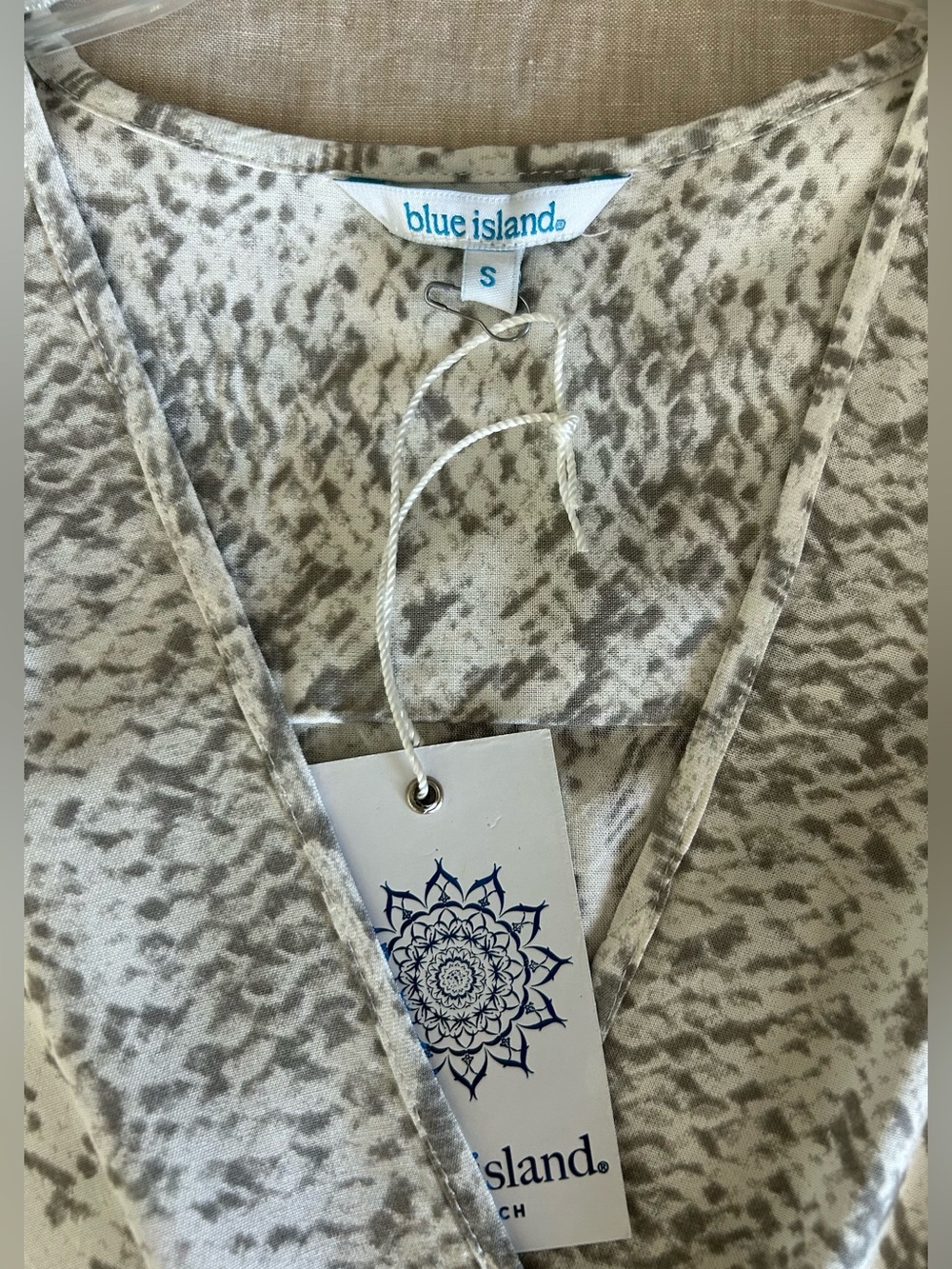 Blue Island White and Taupe Animal Print CoverUp